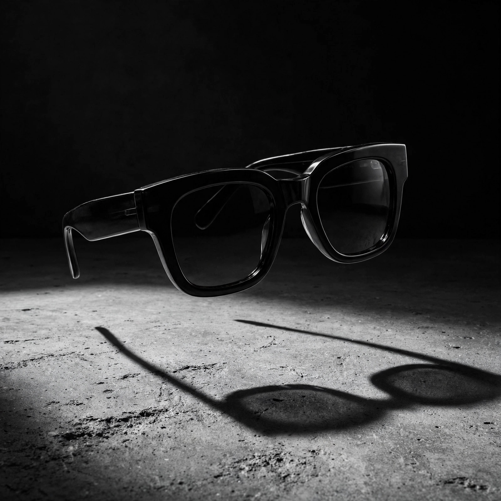 Chunky black Feral Optics sunglasses on concrete
